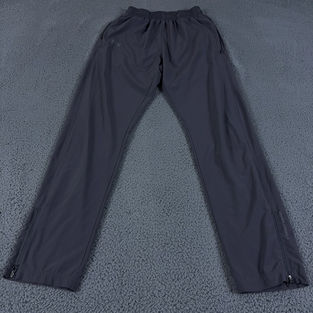 Under Armour Pants Mens Small Gray Woven Track Windbreaker Baggy Running Warm Up